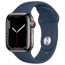 Apple Watch Series 7 (2021) GPS + Cellular 45 mm - Ruostumaton teräs Grafiitti - Sport band Sininen