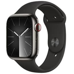 Apple Watch Series 9 (2023) GPS + Cellular 41 mm - Ruostumaton teräs Grafiitti - Sport band Musta