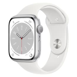 Apple Watch Series 9 (2023) GPS 45 mm - Alumiini Hopea - Sport band Valkoinen