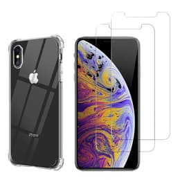 Kuori iPhone XS MAX ja 2 suojakalvo - TPU - Läpinäkyvä