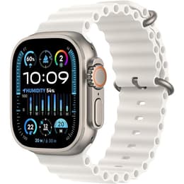 Apple Watch Ultra 2 (2023) GPS + Cellular 49 mm - Titaani Luonnontitaani - Ocean-ranneke Valkoinen