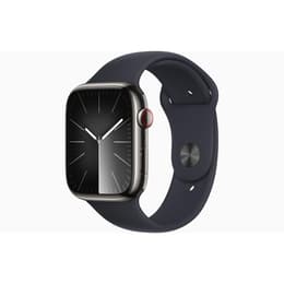 Apple Watch Series 9 (2023) GPS + Cellular 45 mm - Ruostumaton teräs Grafiitti - Sport band Musta