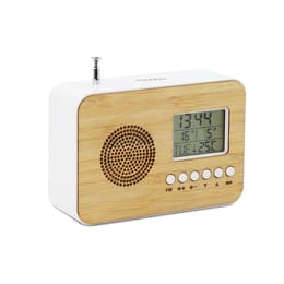 Mooov Réveil Bamboo de voyage avec fonction radio FM, date et température intérieure Radio alarm