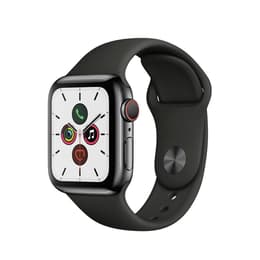 Apple Watch Series 5 (2019) GPS + Cellular 40 mm - Ruostumaton teräs Avaruusmusta (Space black) - Sport band Musta